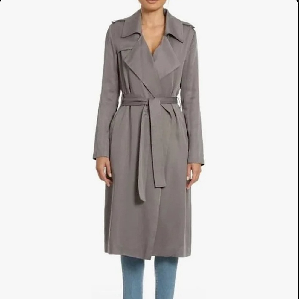 Badgley Mischka. Open Front Trench. Leather Trim. Size Small.